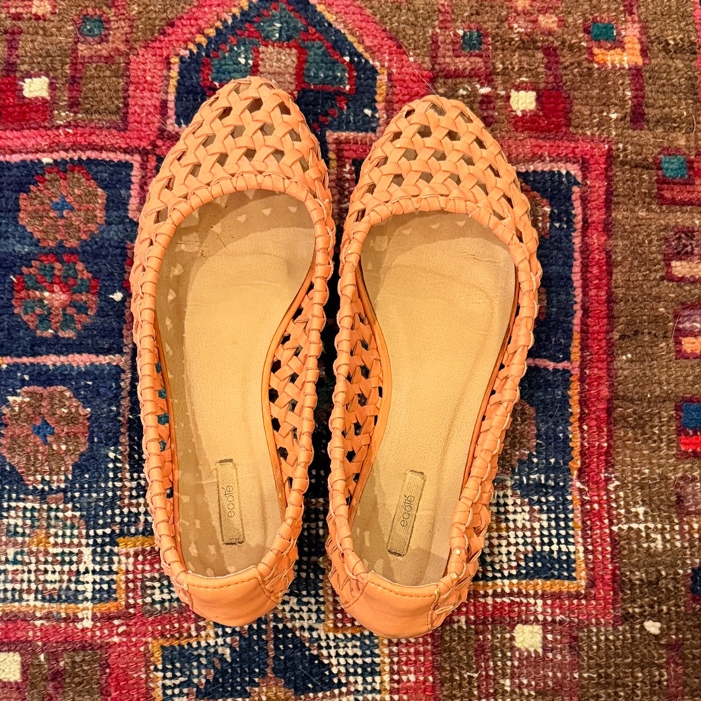 Coral Woven Flats